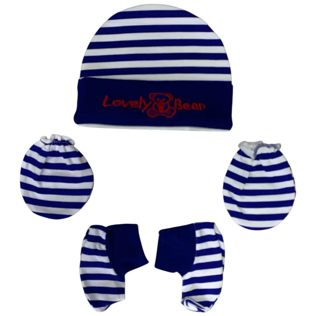 Cap, mittens & booties set |Apple baby