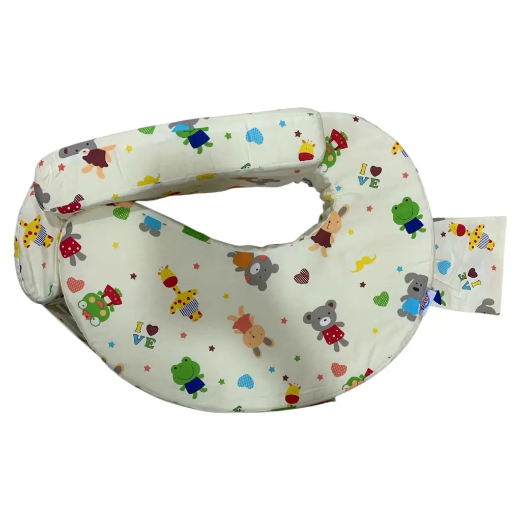 Feeding pillow with back support and belt 
